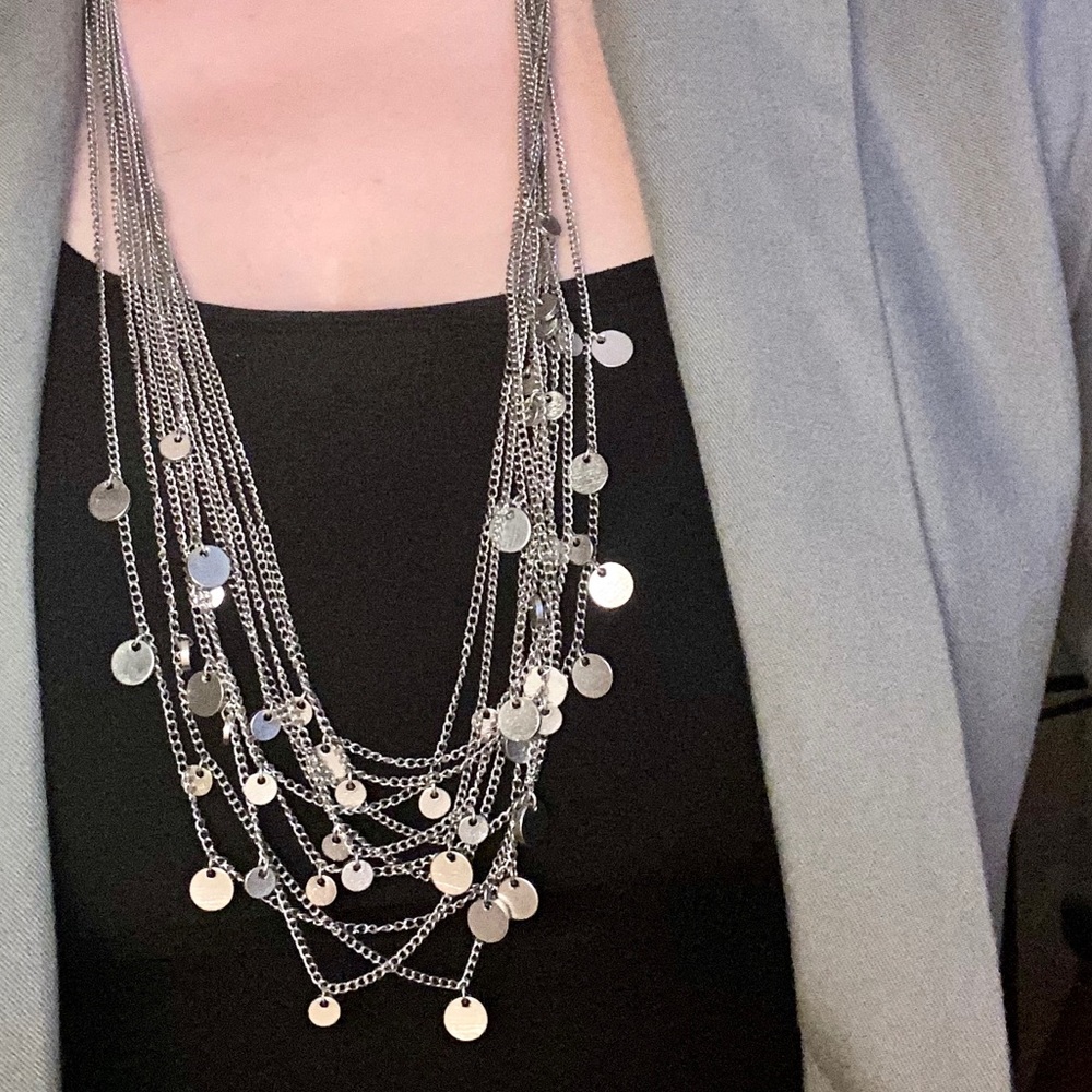 Ann Taylor LOFT Silver layered chain necklace